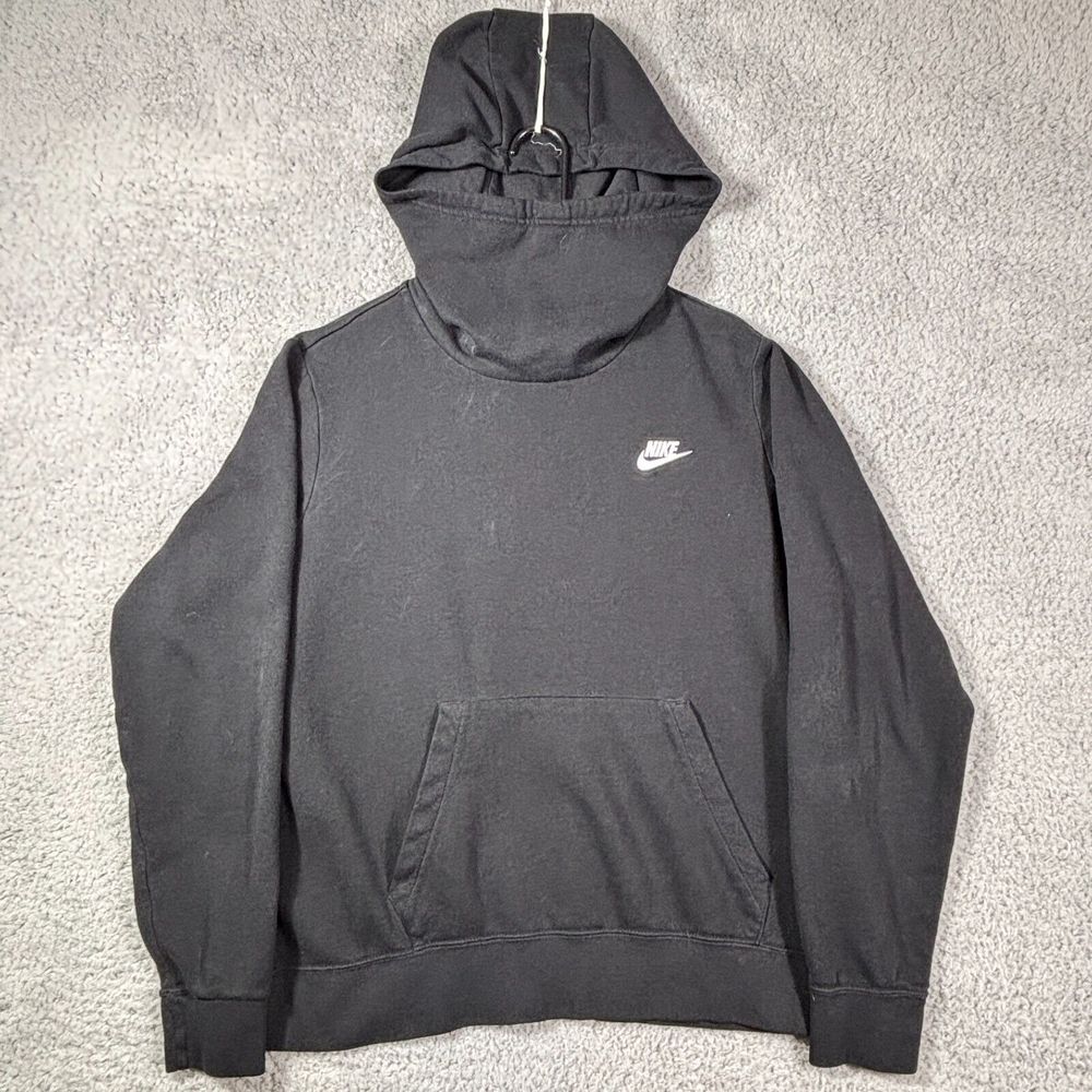 Nike Club Fleece Hoodie Mens XL Black Pullover Sweatshirt Logo Kangaroo Pocket